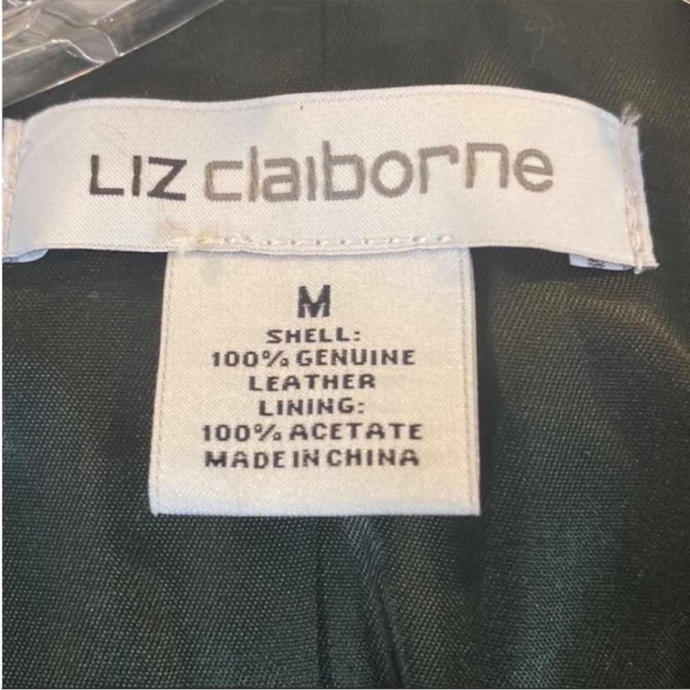 Vintage Liz Claiborne Forest Green Leather Blazer - Picture 10 of 11